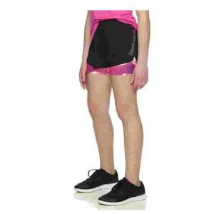 Reebok 2-in-1 Girls Running Shorts Pink & Black Built in Inner Shorts Size 16